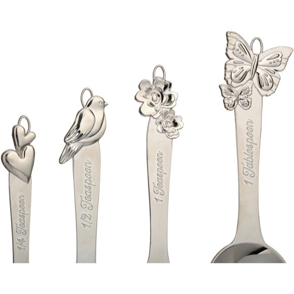 Pioneer Woman Metal Measuring Spoons Cowboy Rustic 4pc Butterfly Bird Floral New - Picture 2 of 4